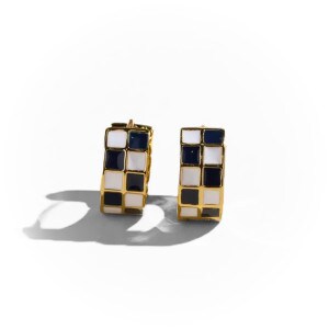 Checkered Huggie Hoops